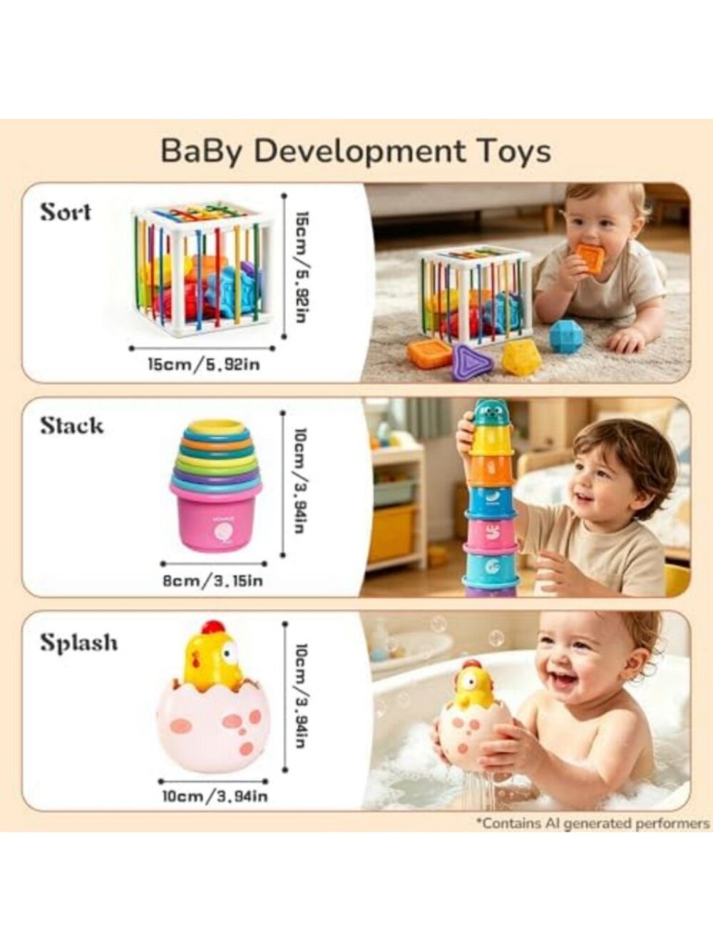 17PCS Montessori Educational Toys for 1 Year Olds, Stacking Cups & Shape Sorter - Picture 7 of 7